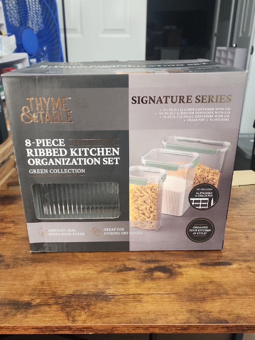 Signature Series 8-Piece Ribbed Kitchen Organization Set - Green Brand New